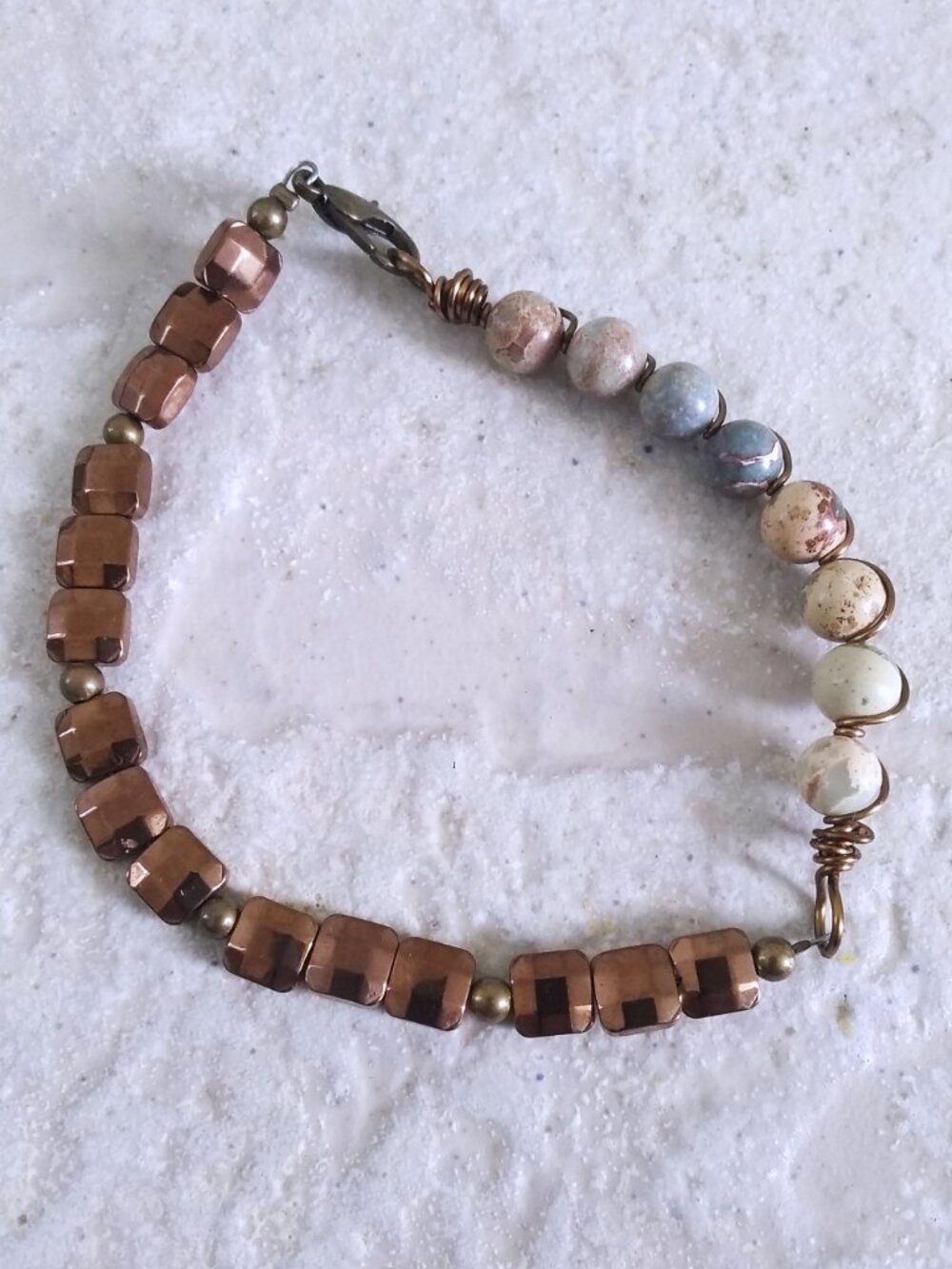 Dreamy Understated Stone & Tile Bracelet ~ 7-7.5" Wrists ~ Boho Gypsy Dreamer